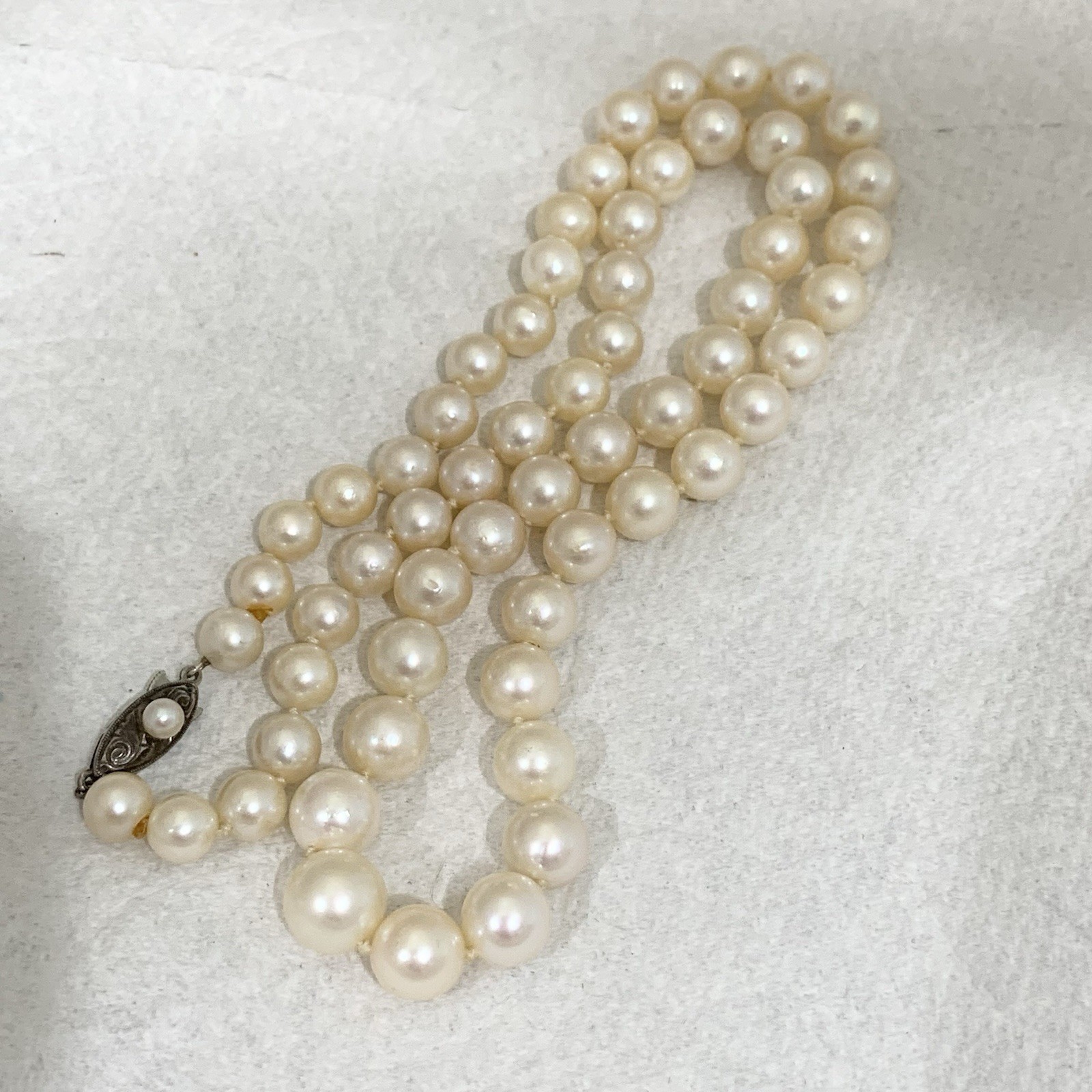 Hi Luster Fuji Akoya Pearl Necklace Strand Cream Graduated AAA+ 10mm VTG 19” WOW