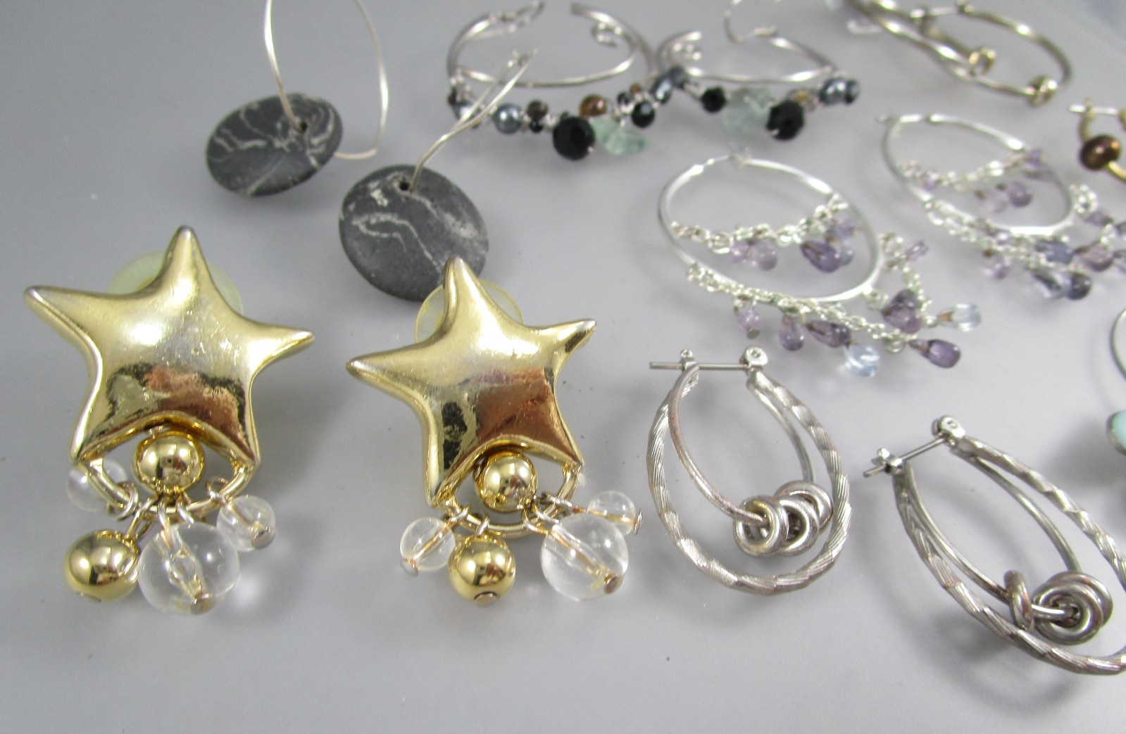 Vtg Mod Retro Gold Tone Multi Styles LOT 8 Post Pierced Earrings 177e