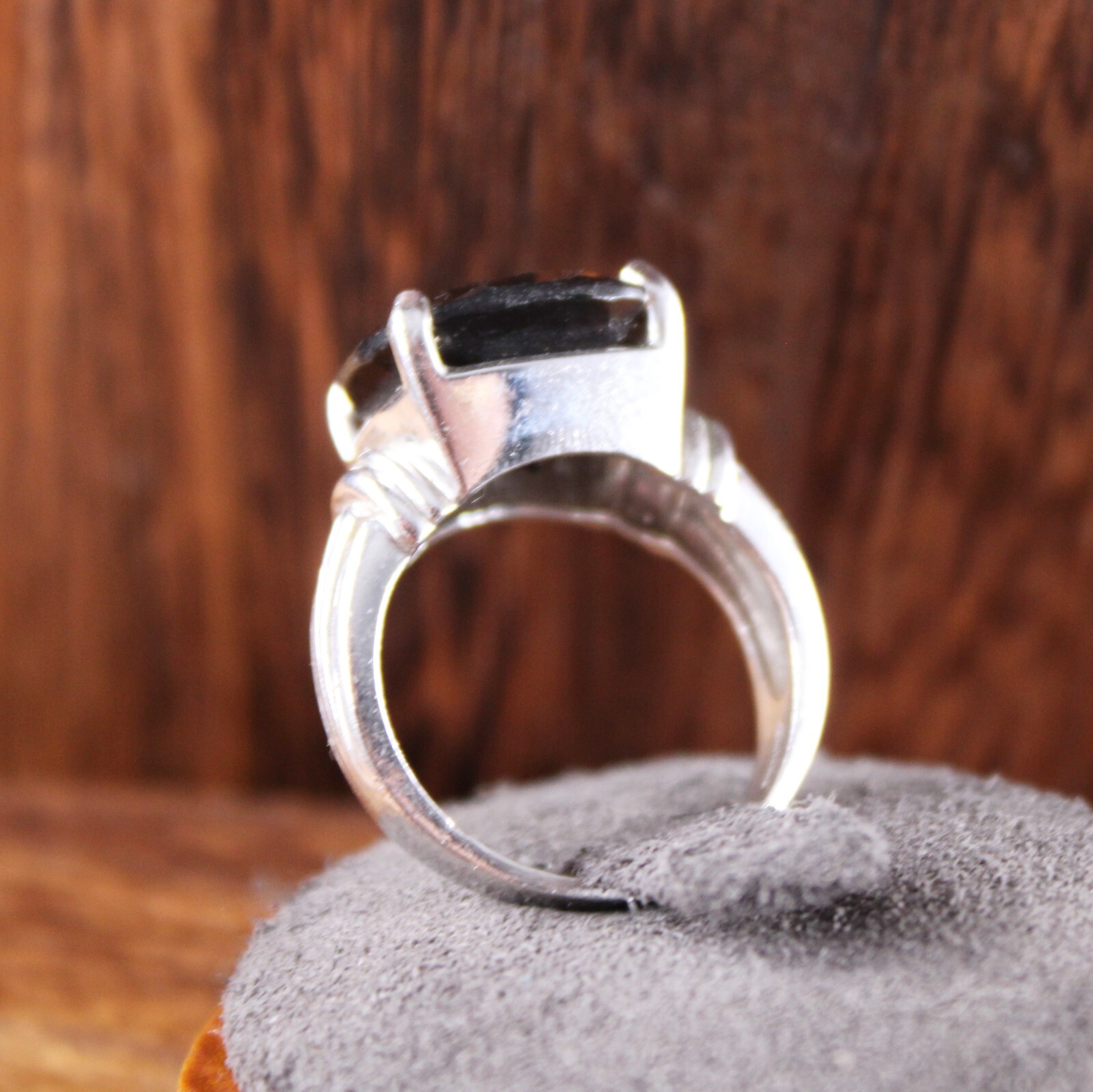 Vintage Cushion Cut Smoky Quartz Ring Sterling Silver Size 7.75 Signed