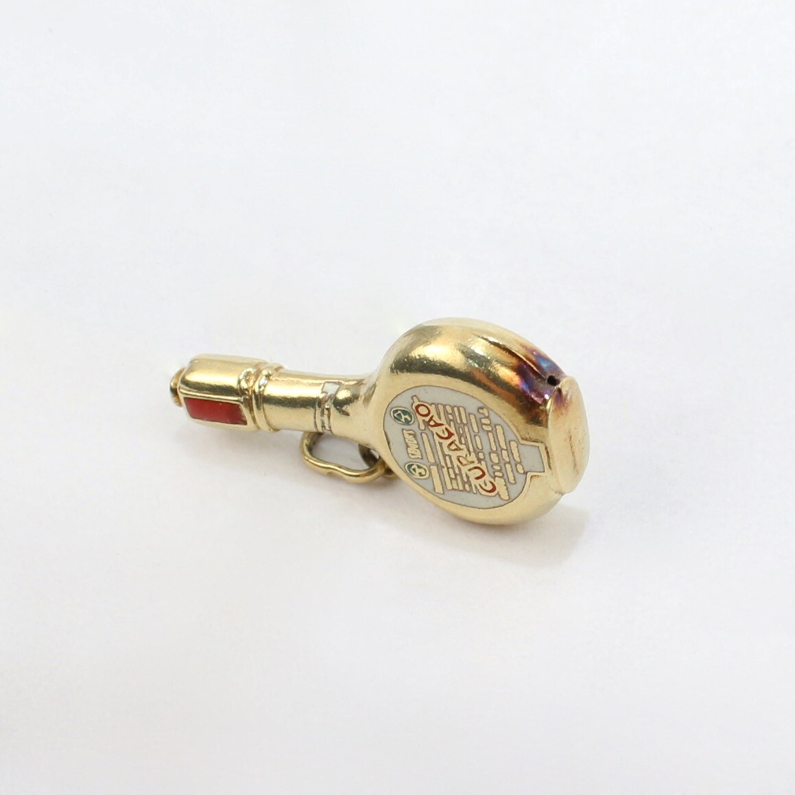 Vintage Enameled 18K Gold Charm of Curaçao Liqueur Bottle for a Bracelet – VR