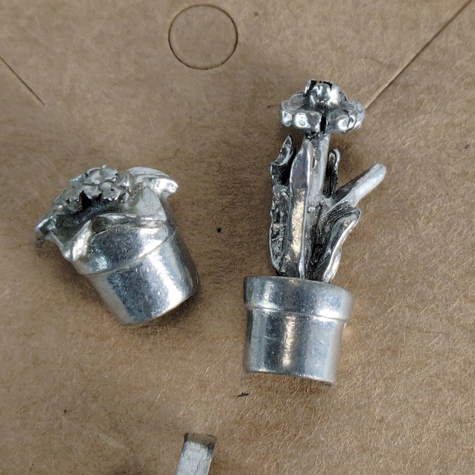 Set 3 Jim Clift Pewter Garden Lapel Tack Pins, Vintage 90s, Watering Can Flowers