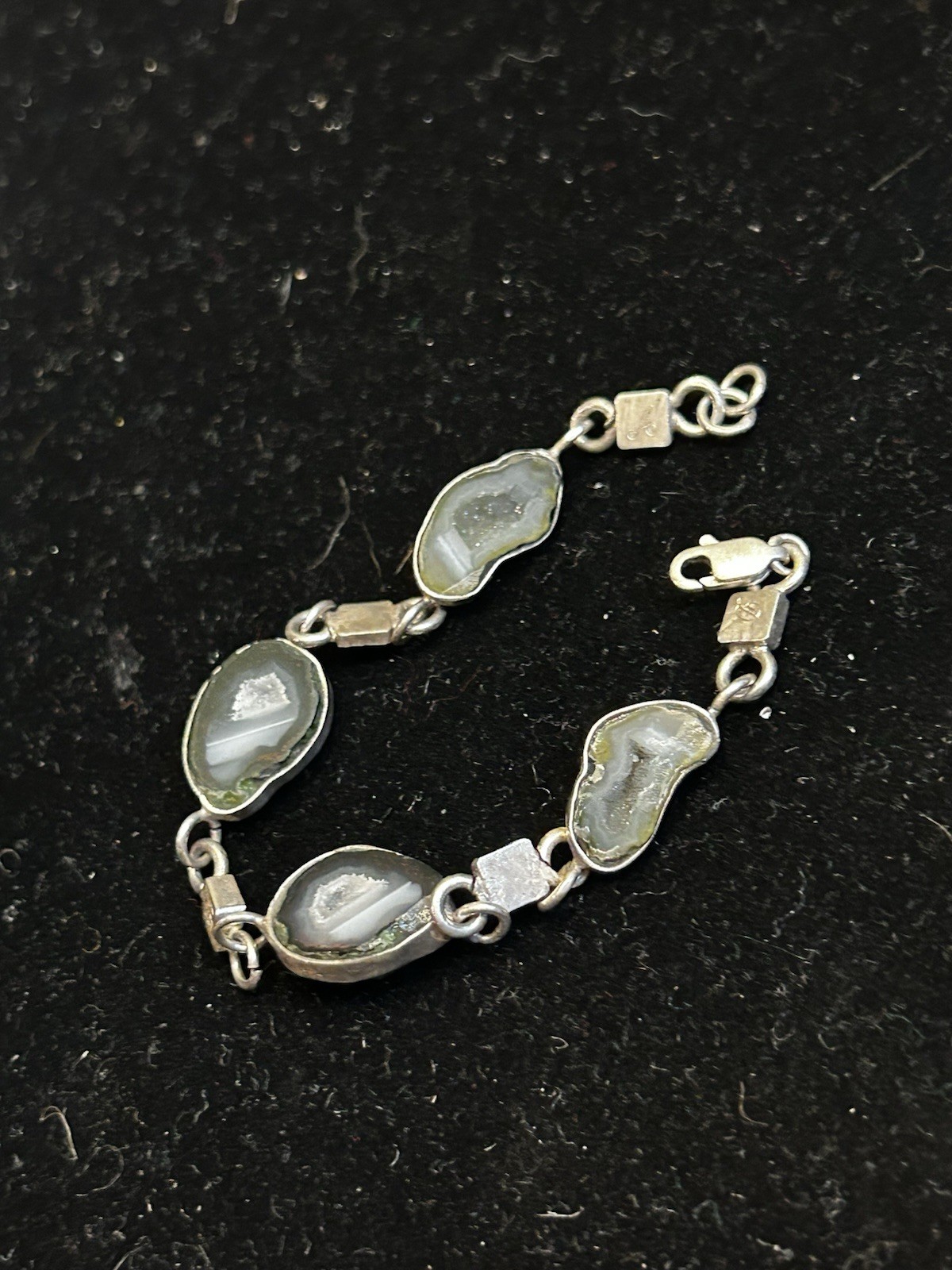 Vintage Geode Sterling Silver Bracelet