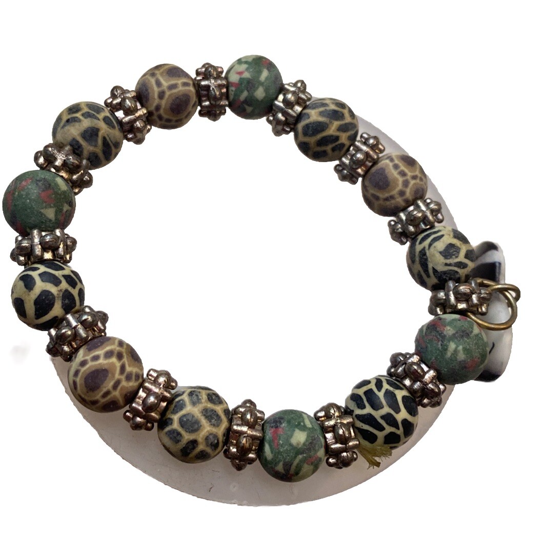 Charm Stretch Beaded Bracelet 7 Silver Heather
