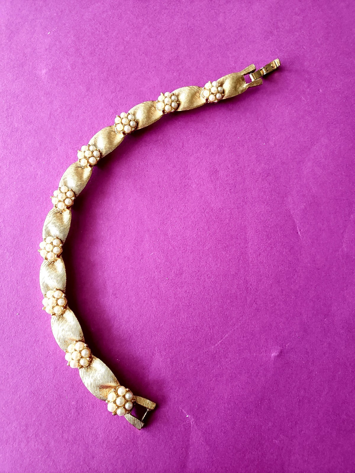 Vintage Crown Trifari Gold Plate Birthday Ribbon Bracelet