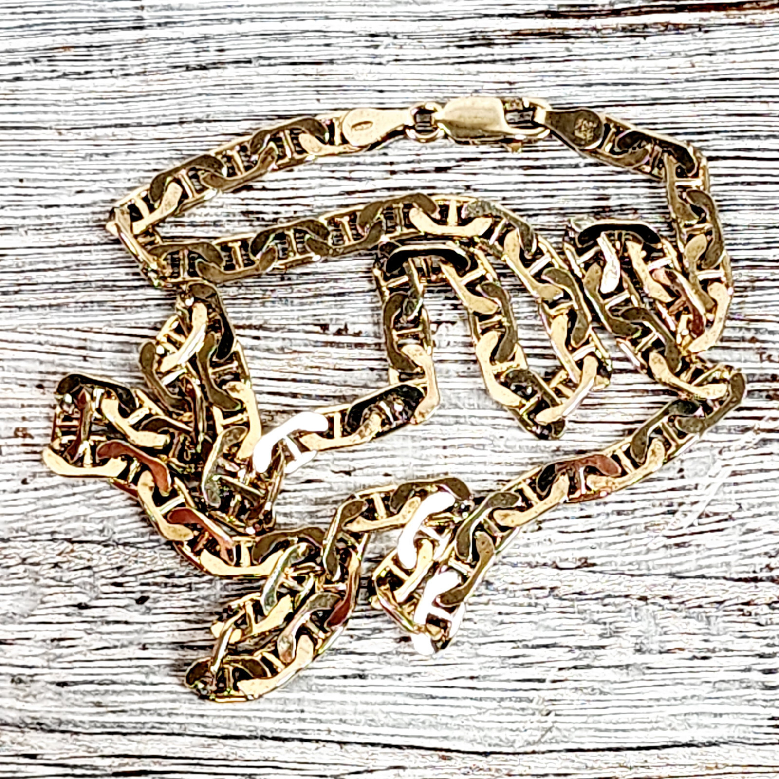 ANCHOR MARINER STERLING SILVER 925 CHAIN LINK NECKLACE 17.75″ GOLD PLATED