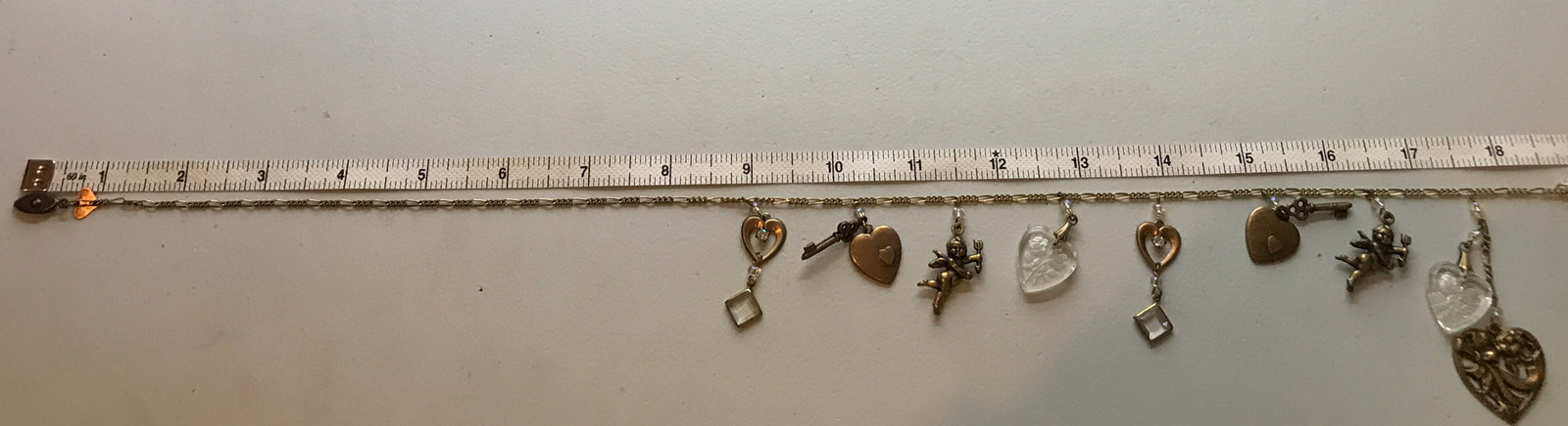 Vintage Glass Works Studio Brass & Glass Charms in Clear Colors Necklace 6