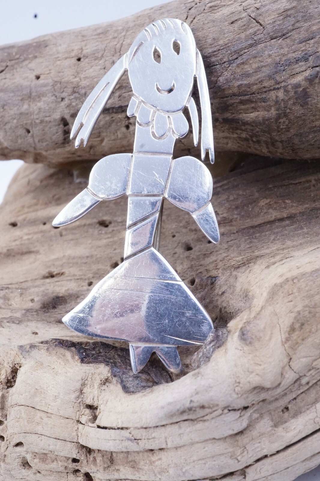 Rare “ALEX” LOS CASTILLO Girl Brooch 925 MEXICO Sterling Silver 21/4” Long 8.9g