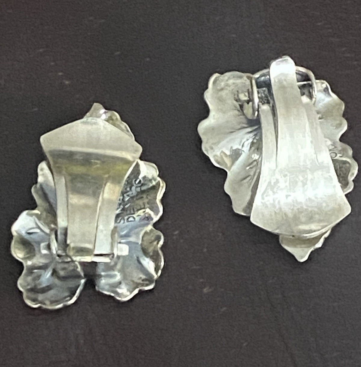 VINTAGE N.E. FROM NIELS ERIK DENMARK STERLING SILVER 925 LEAF Clip On Earrings