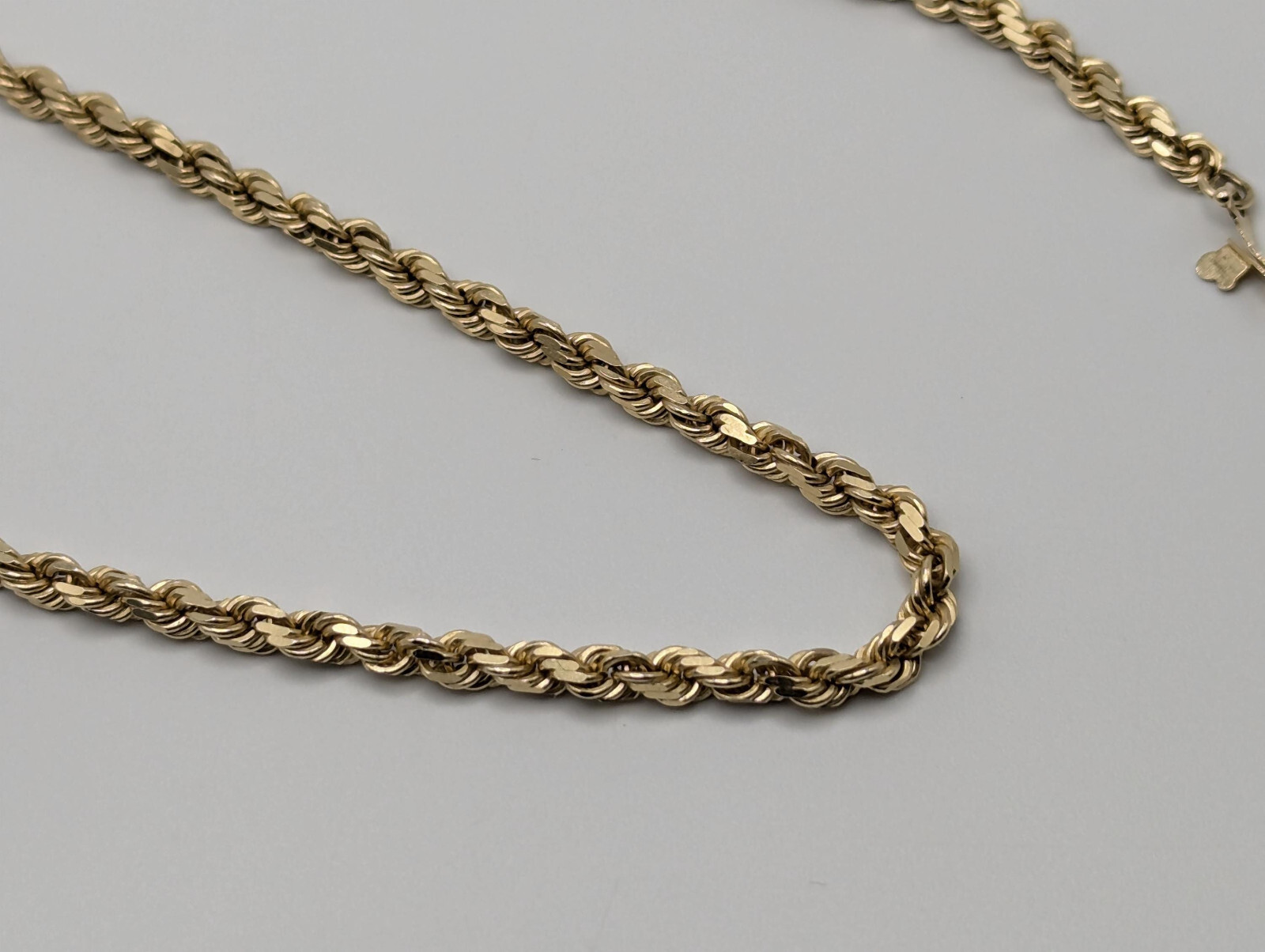 Heavy 14k Solid Gold 21gr 3.8mm Flat Specialty Rope Chain 18″ Necklace