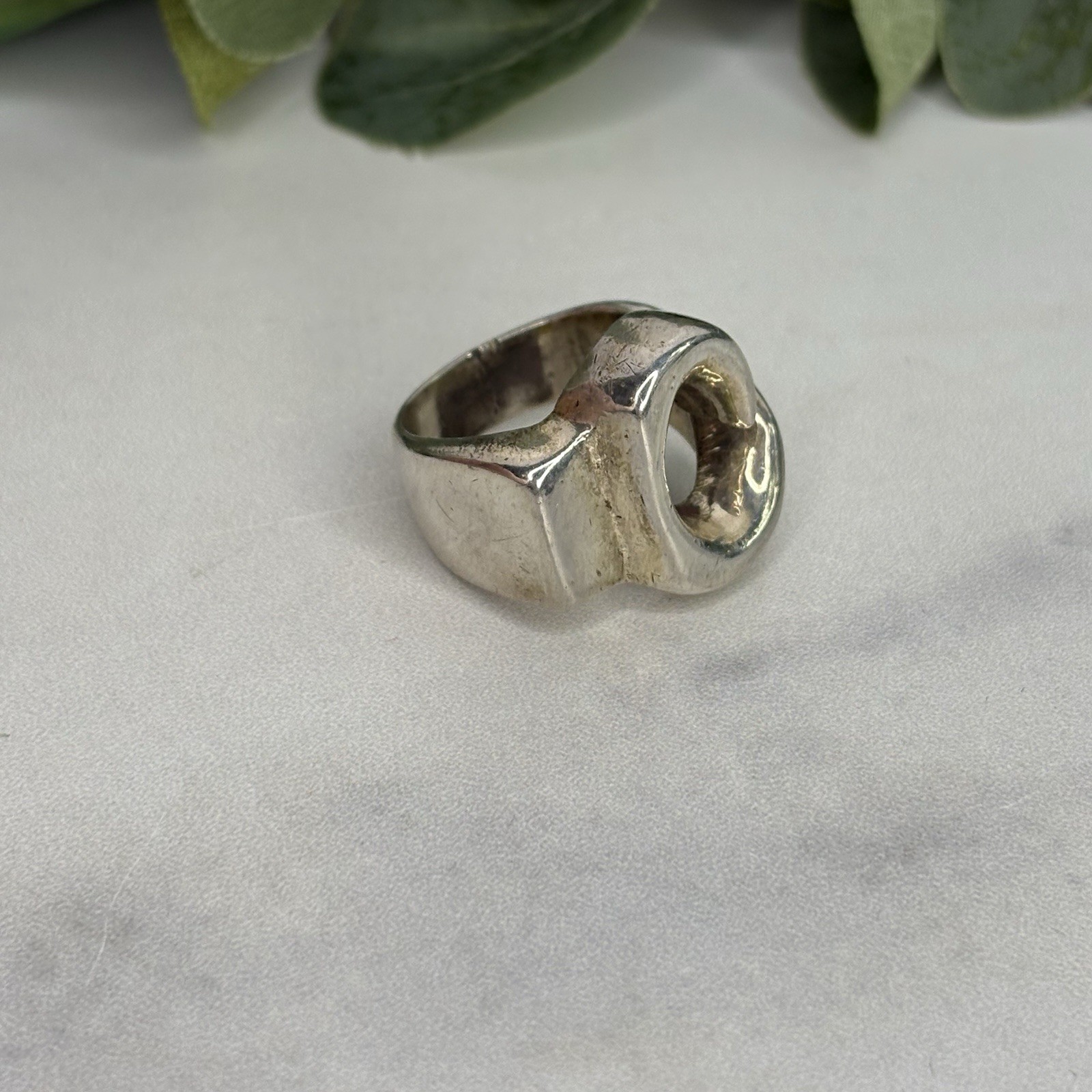 Vintage Taxco Sterling Silver Wave Ring Mexico Modernist Abstract Heavy 22 Grams