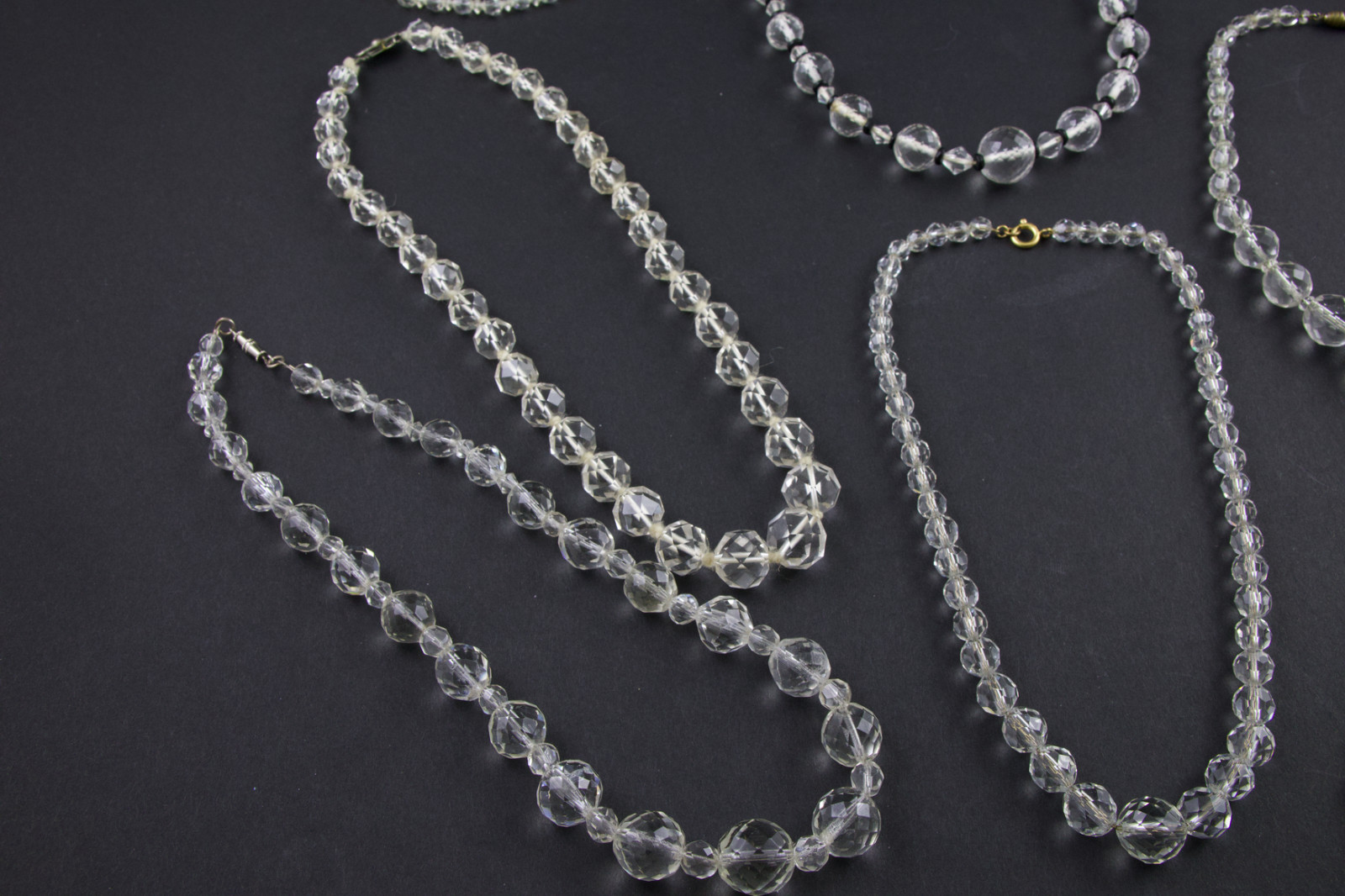10 Vintage Wearable Faceted Rock Crystal & AB Jewelry Mix Lot Necklace Bracelet