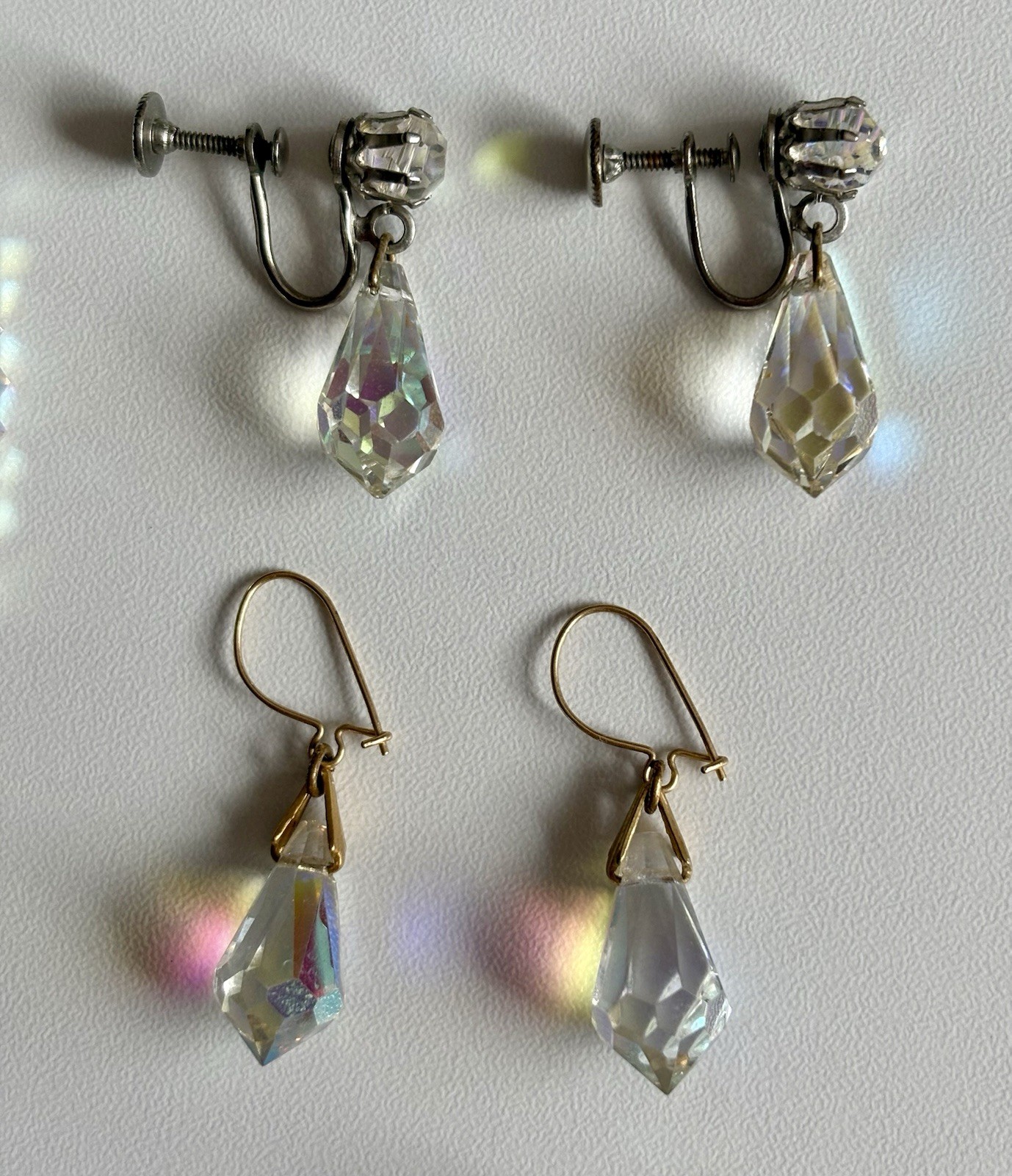 Vintage Crystal Aurora Borealis Necklace Bracelet Earrings Brooch Pin Ring Lot
