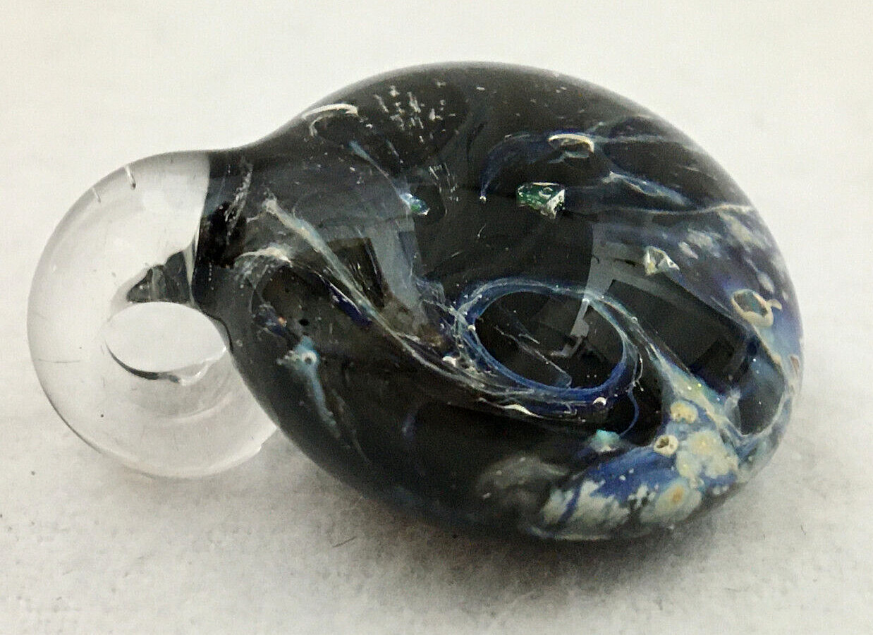 Lot of 3 Abstract Art Glass Pendants Modern Unique Blue White Foil Clear 3D
