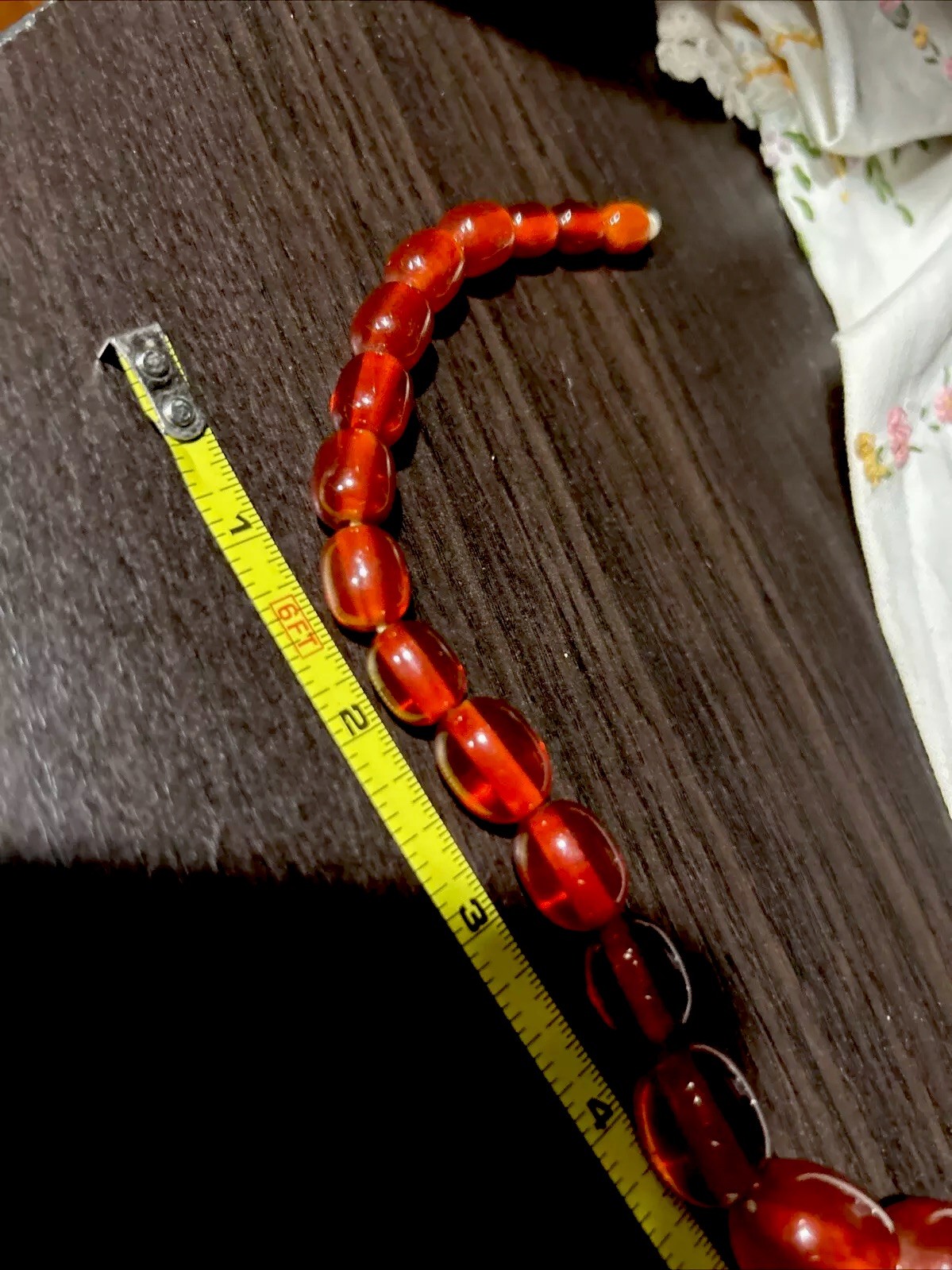 VINTAGE 64g GORGEOUS BAKELITE CHERRY AMBER TRANSLUCENT BEADS 21” NECKLACE Test