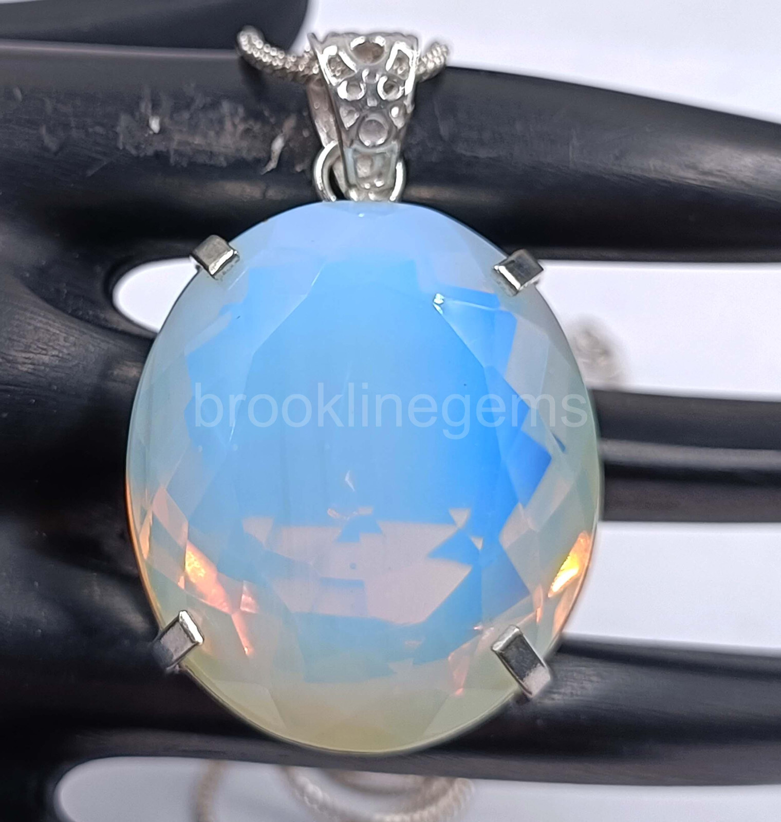 Oval Cut 123.60 Ct Blue Opal EGL 925 Solid Silver Pendant Loose Gemstone 5ARE
