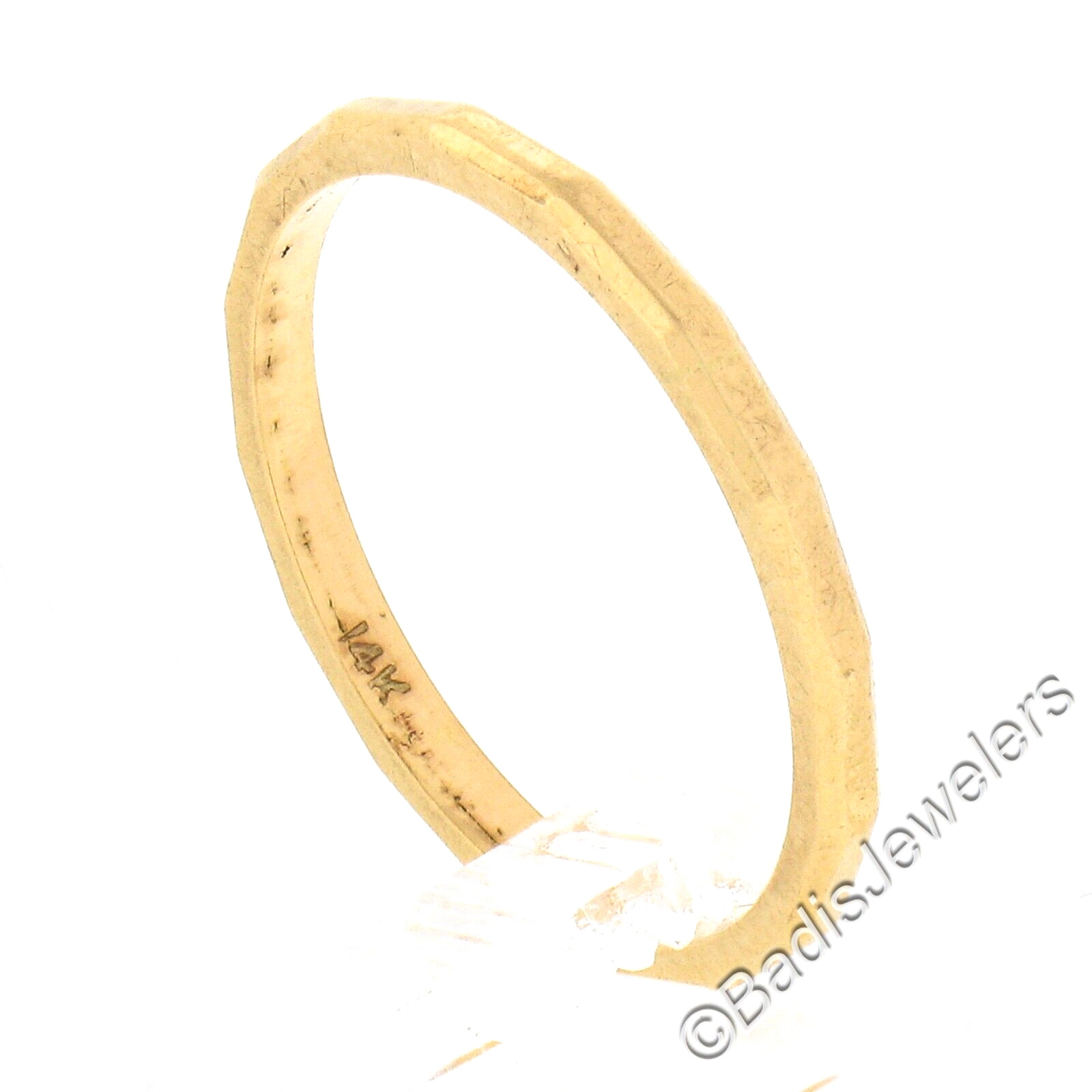 Vintage 14k Yellow Gold 1.6mm Polished Faceted Eternity Stack Wedding Band Ring