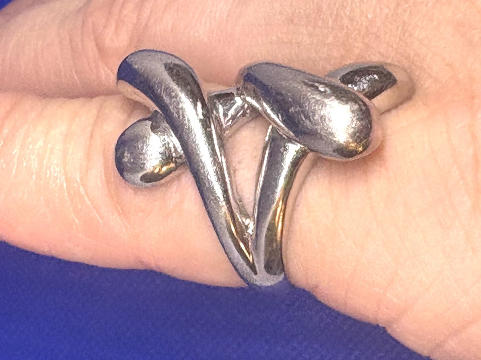 X05 Sculpture Double Criss Cross Modernist 925 Sterling Silver Ring 8g Size 8.5