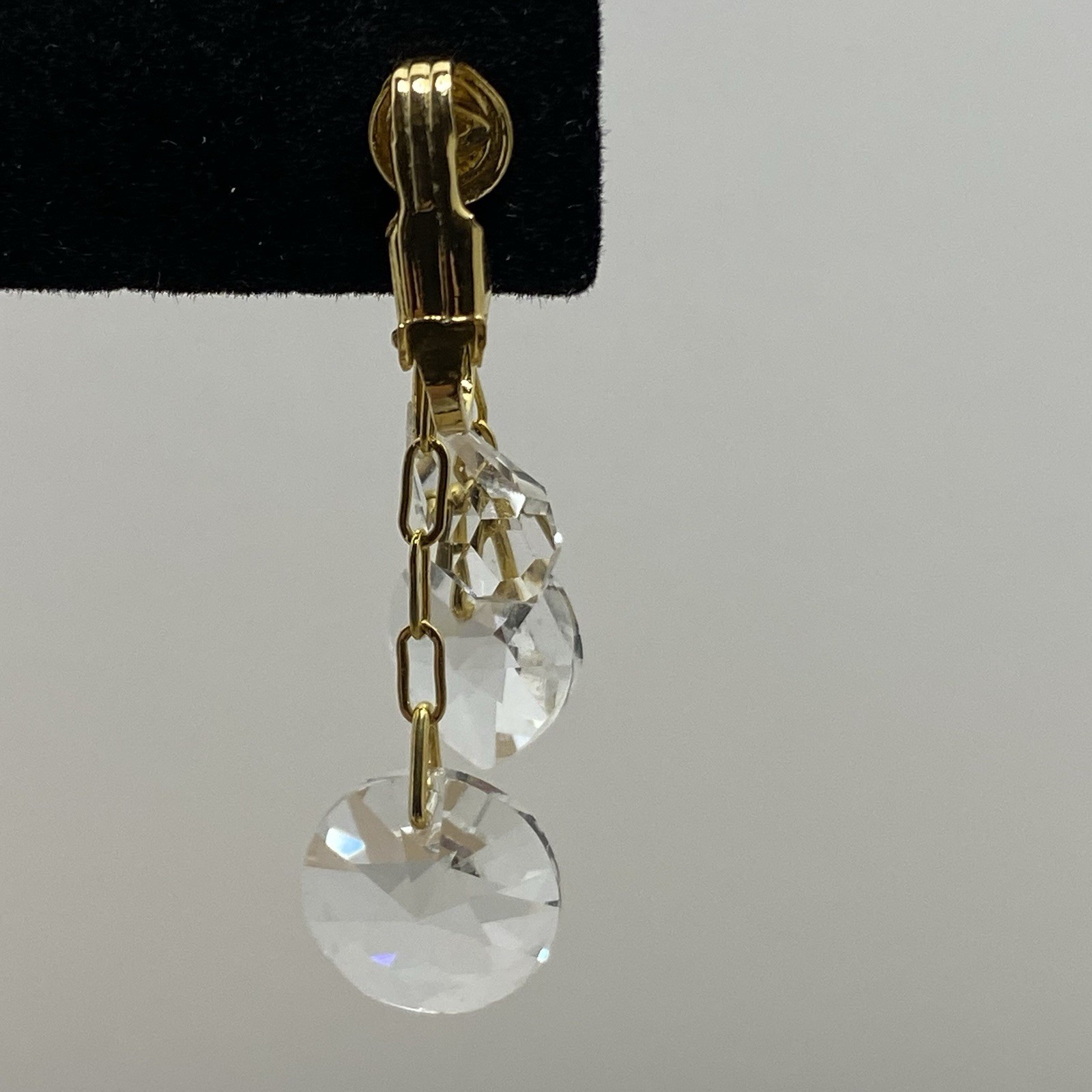 Hoop Dangle Drop Clip On Earrings Gold Tone Crystal Beads Boho