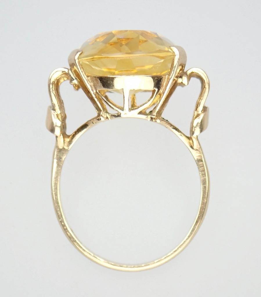 Beautiful Vintage Mid Century 9K Gold 13.3Ct Citrine Cocktail Ring 1960s Sz 8.25