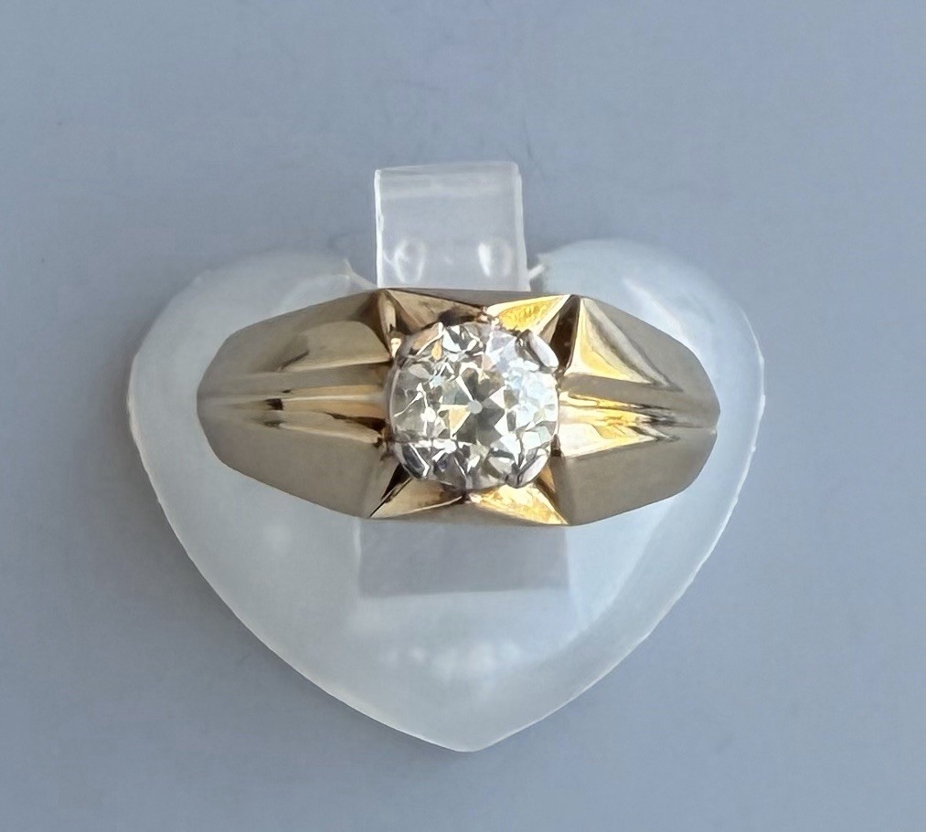 Vintage 14K Yellow Gold 0.90 Ct Old European Cut Diamond Ring 5.3 Gr Sz 8.75