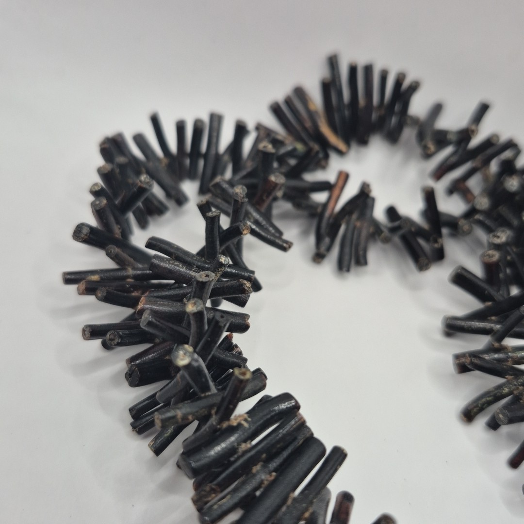 Vintage Large Black Coral Branch Beaded Necklace Strand For Jewelry Making