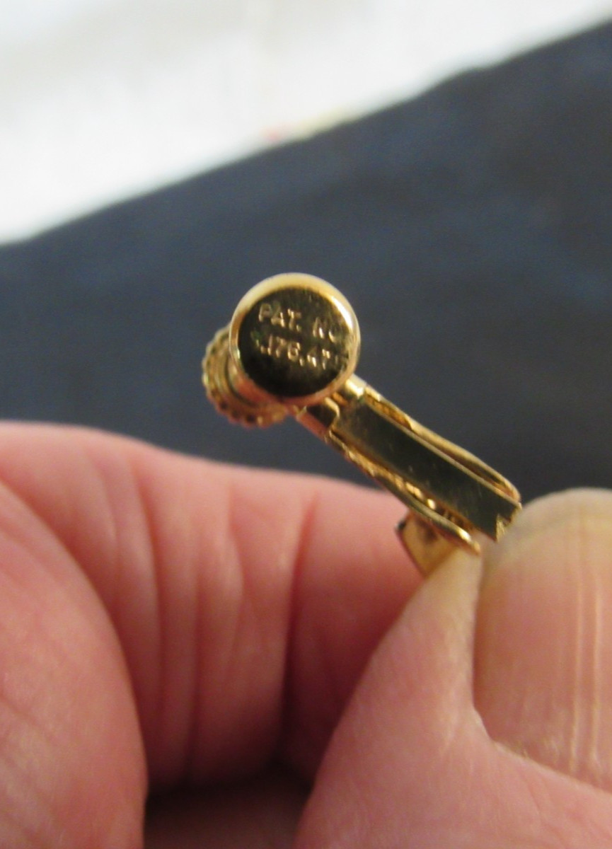 Vintage Danecraft Sterling Gold Plated Adjustable Clip on Earrings / Patent Date