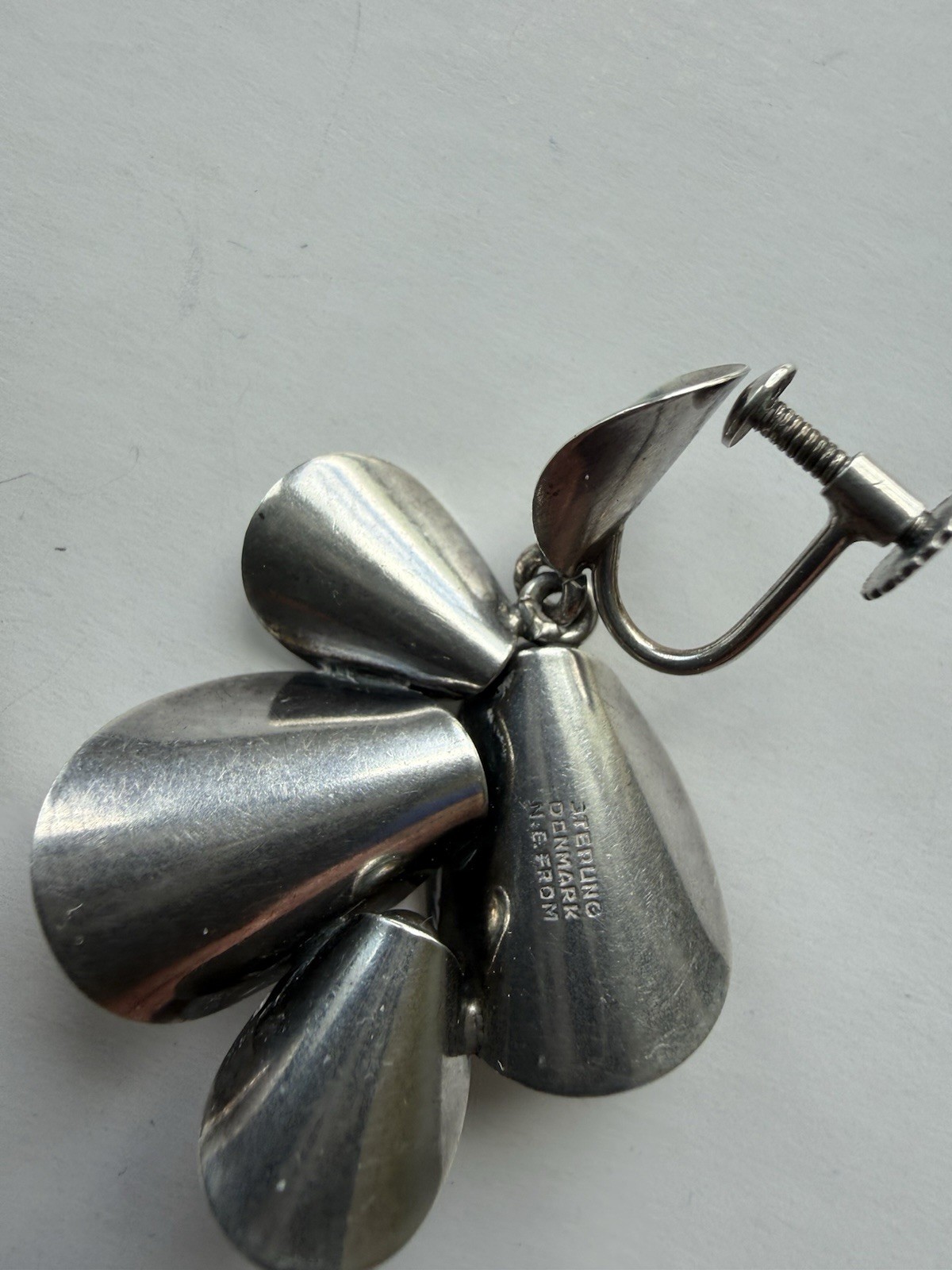 STERLING SILVER N.E. FROM DENMARK EARRINGS SIGNED SCREWBACK VINTAGE