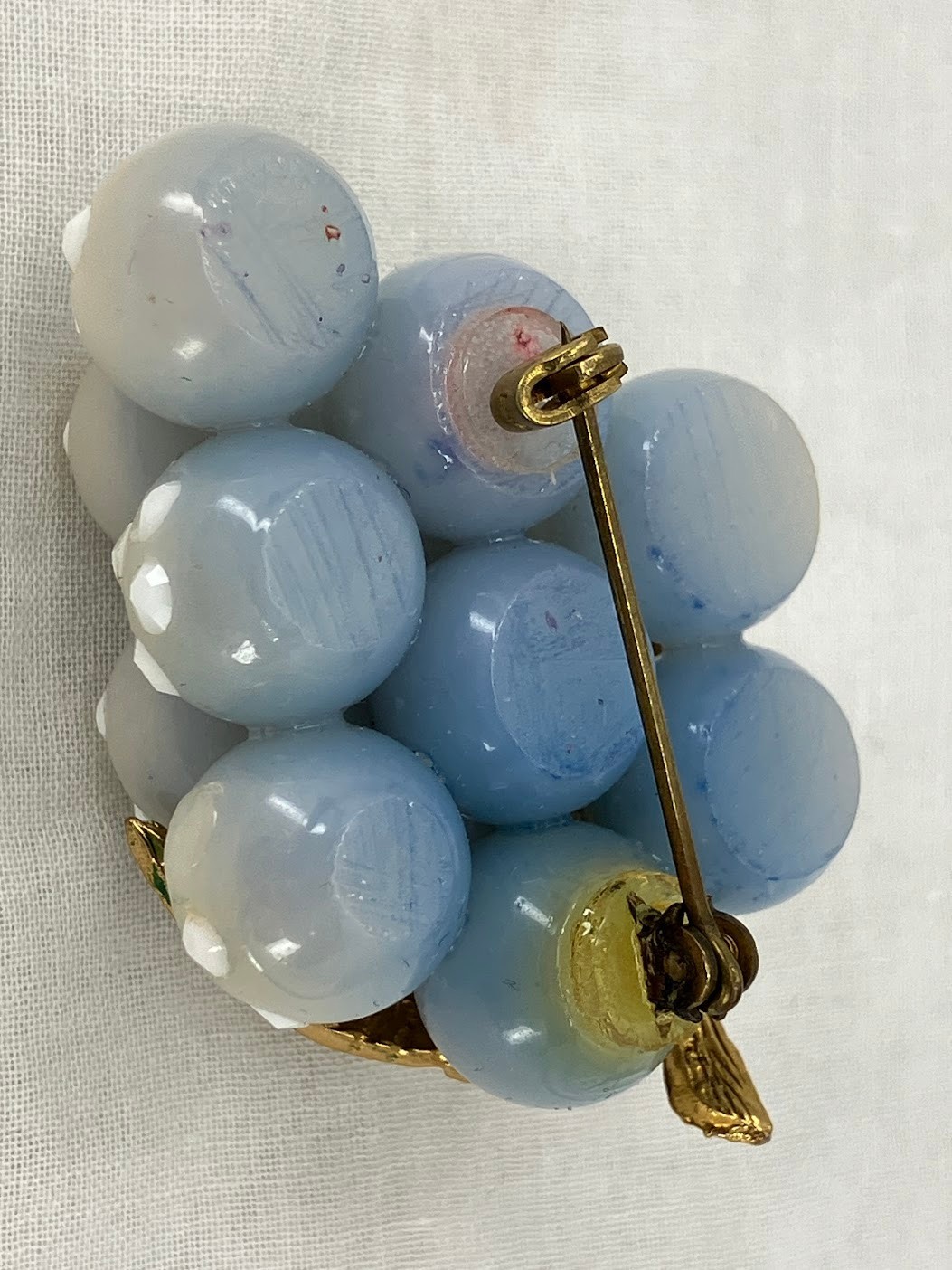 Vintage Forbidden Fruit Lucite Brooch Light Blue Grape Cluster Pin READ