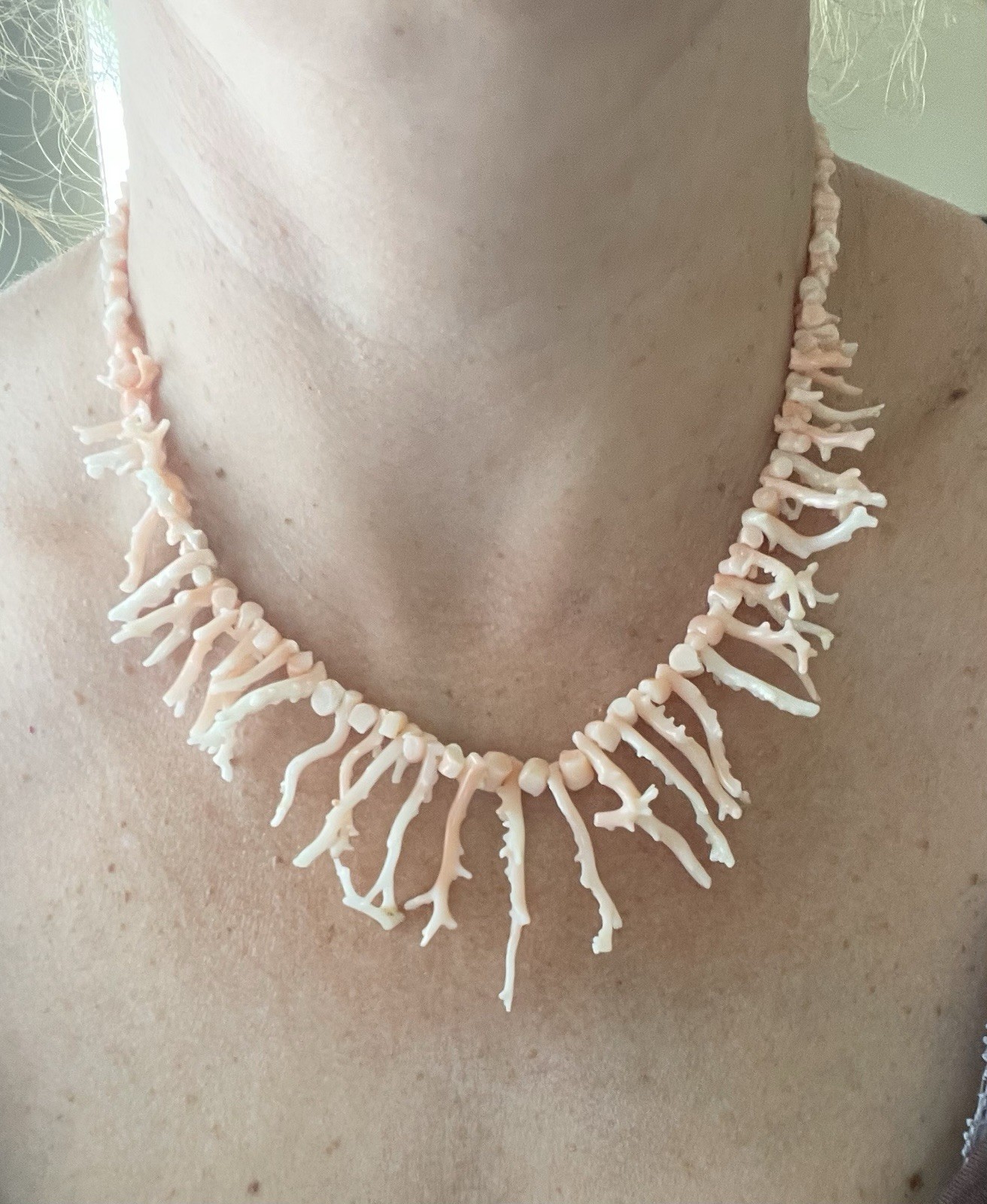 Vintage Genuine Pink Angel Skin Coral Branch Collar 18” Necklace
