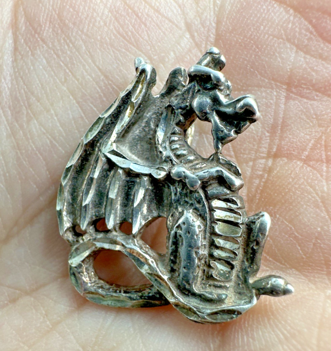 Vintage Sterling Silver Dragon Pendant 6.9 Grams Fantasy Whimsical Signed