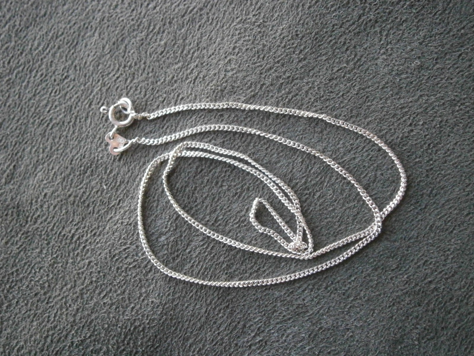 Flat Curb Chain Vintage Sterling Silver Necklace 16.5″ ~ 2.3g