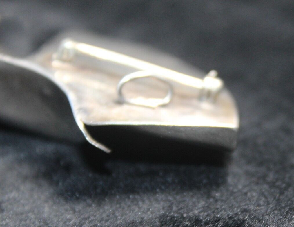 Donna McAfee 1987 Rippling Wave Sterling Silver Enamel Modernist Brooch Pendant