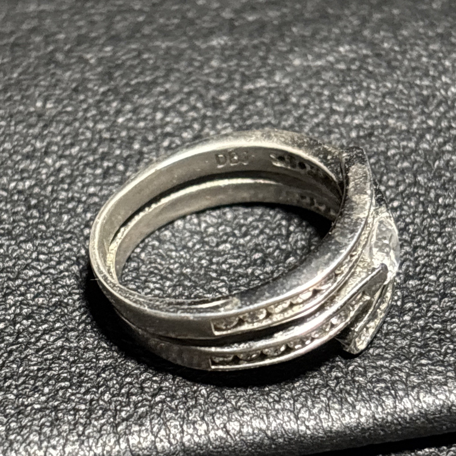 Sterling DBJ Crystal Cocktail Ring Signed Size 8.25
