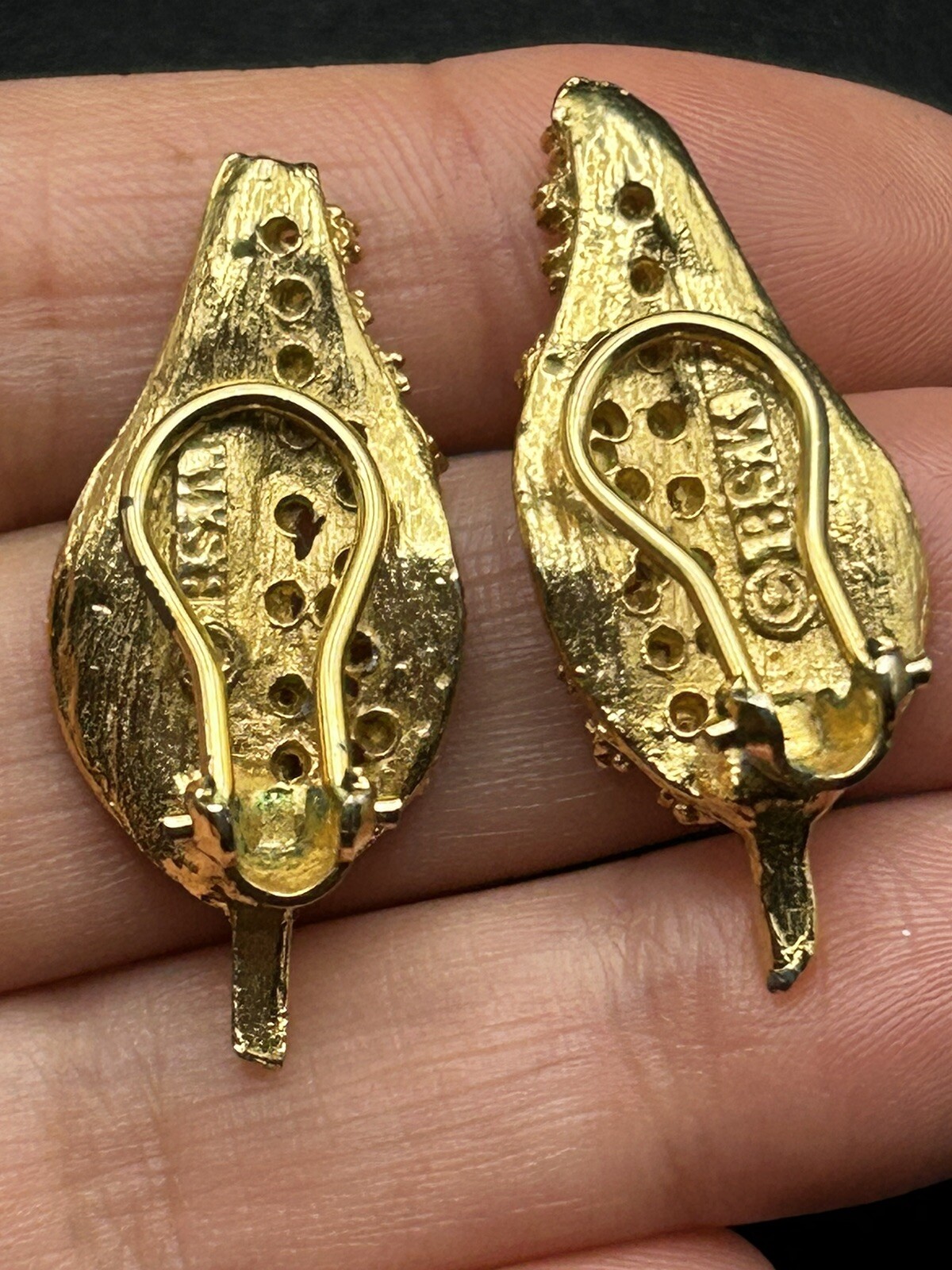 Vintage BSK Lime Green Enamel Leaf Brooch & Clip On Earrings Set