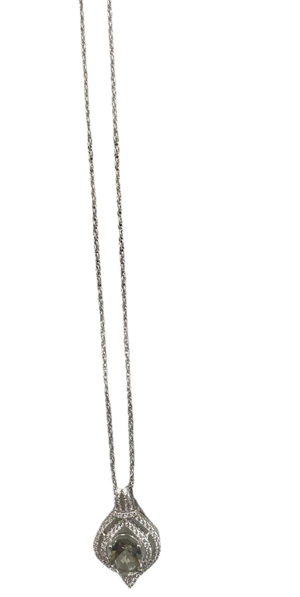 Beautiful Teardrop Pendant Necklace With Thin Chain.