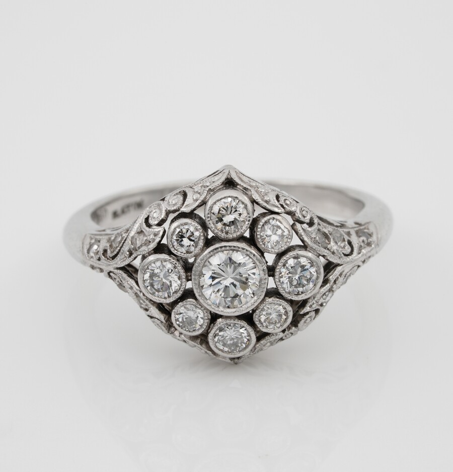 Art Nouveau .75 Ct Diamond F VVS/VS Platinum Rare Engagement ring