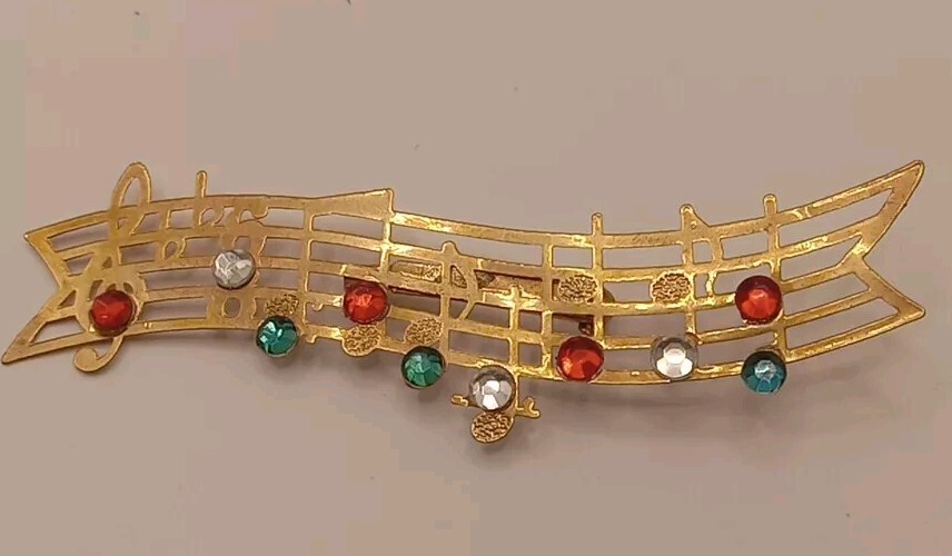 Musical Notes Bar Pin Brooch Read Concert Lightweight