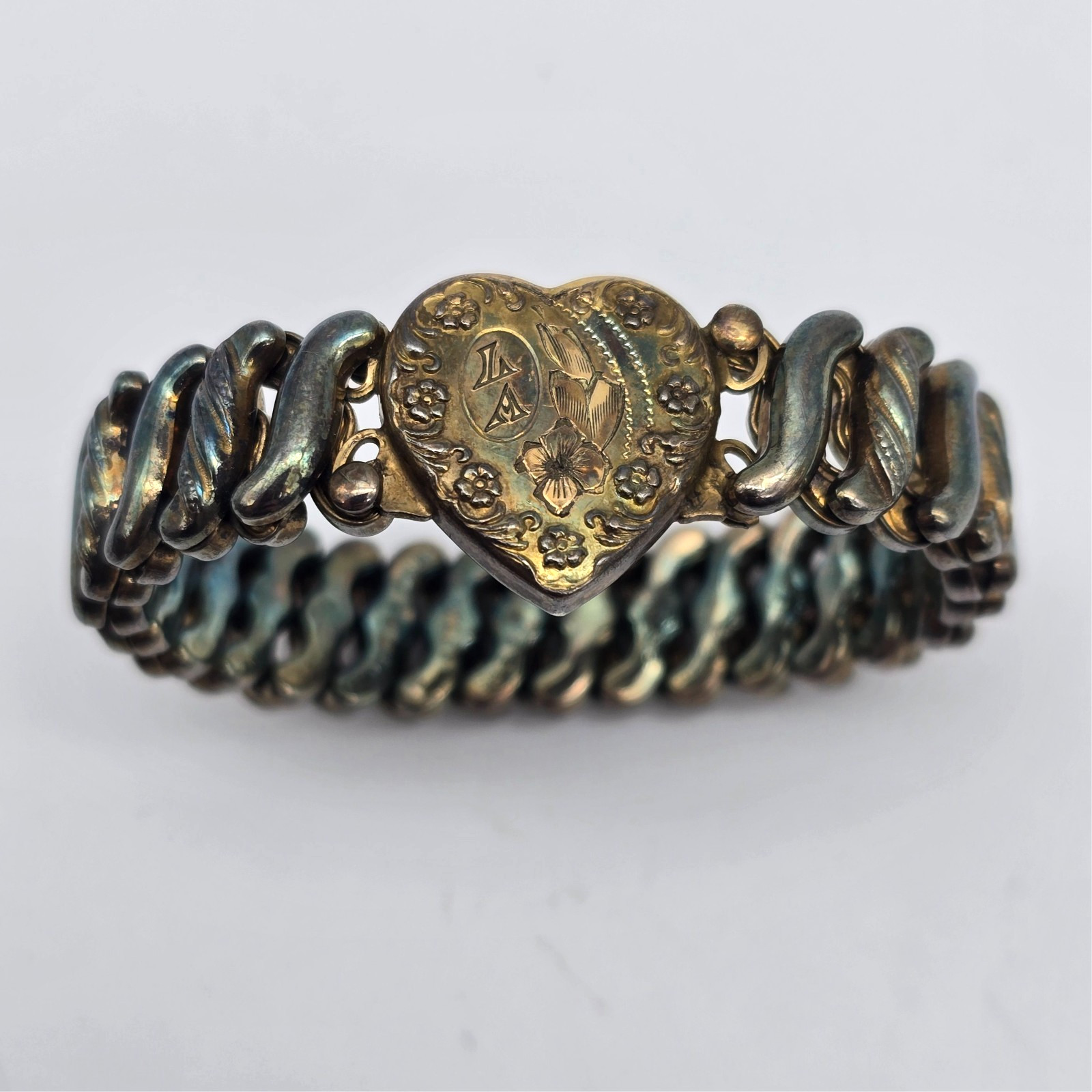 VTG Carmen Deluxe Sweetheart Floral Gold Filled Expanding Bracelet – LA Initials