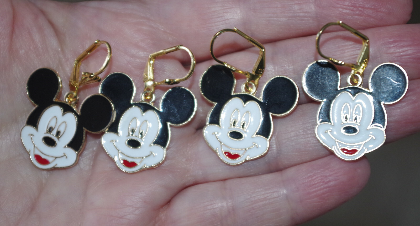 Old Stock Micky Mouse Leverback Earrings 14k Gold Filled