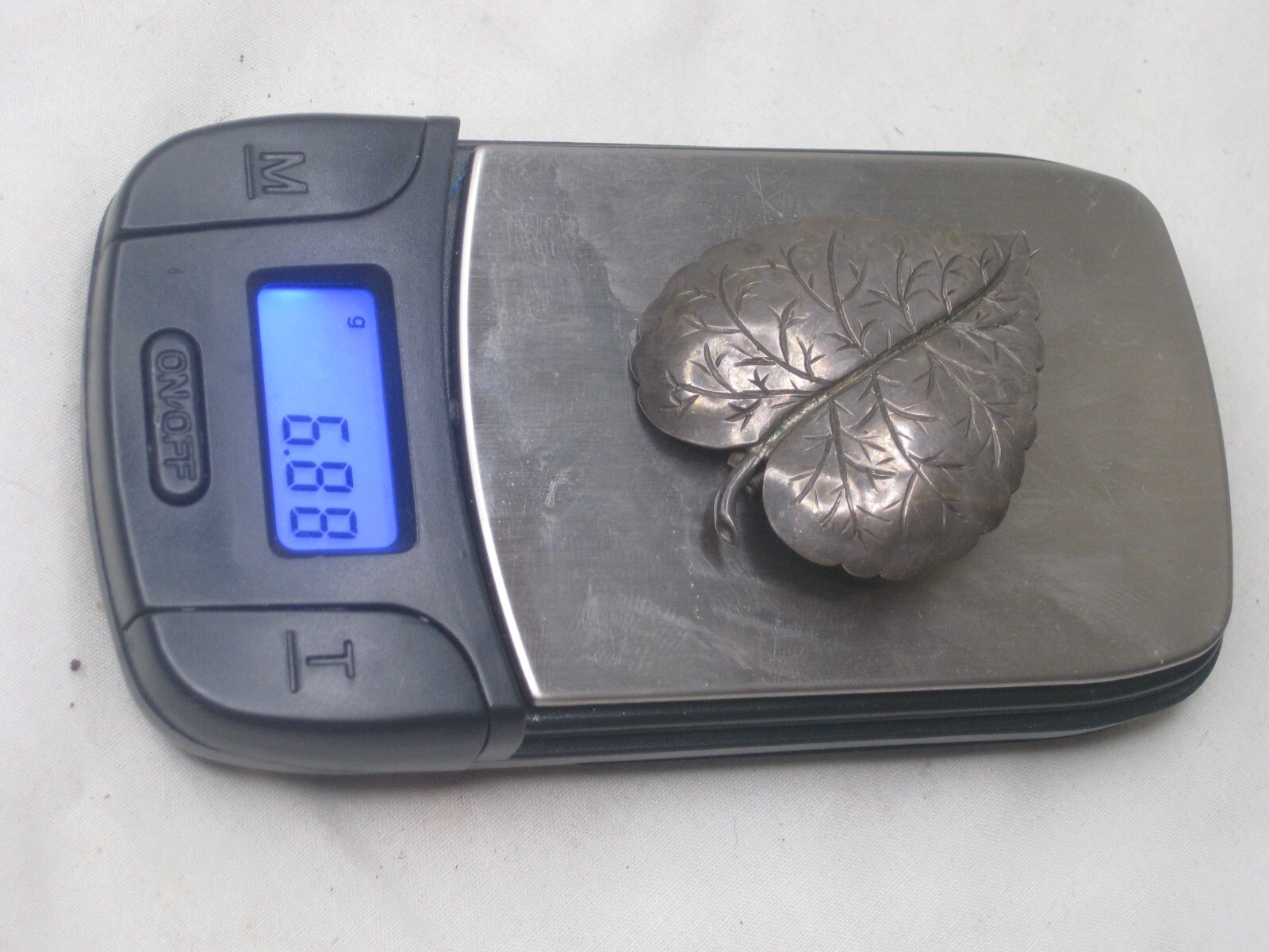 vintage antique detailed nature leaf 800 silver brooch pin jewelry 6.88 gr