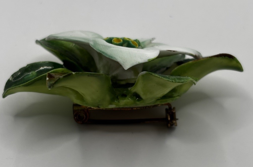 Vintage Porcelain Floral Brooch Made in England Hand Painted Staffordshire