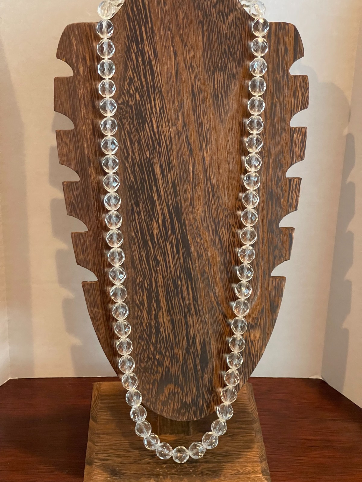 Antique Art Deco Rock Crystal Necklace Faceted Beads 31″ long 124.2g Flapper