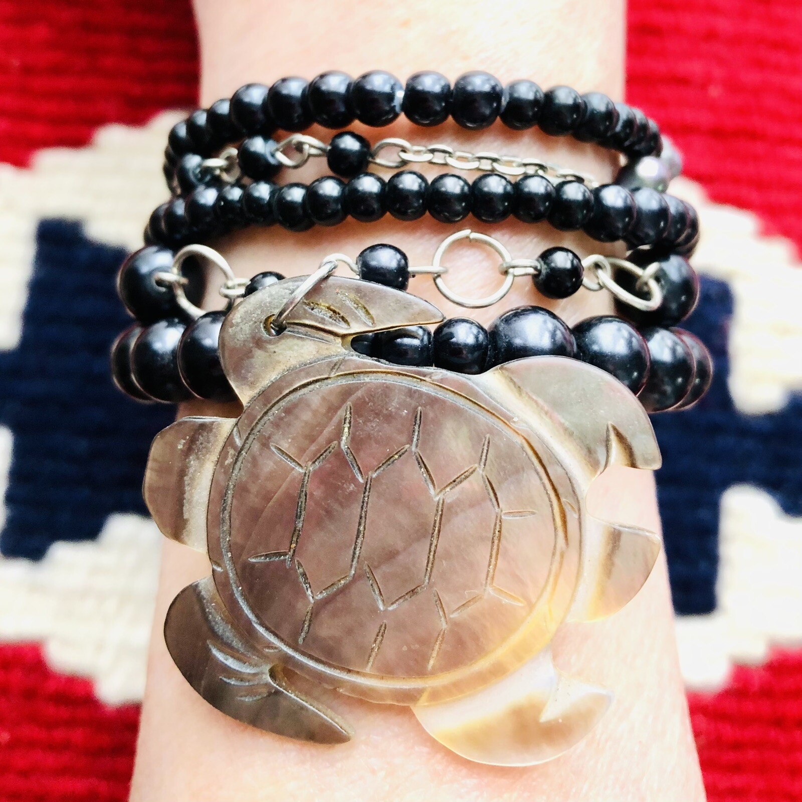Turtle Charm Bracelet Freshwater Pearl Nautical Beach Ocean Animal Jewelry 8”