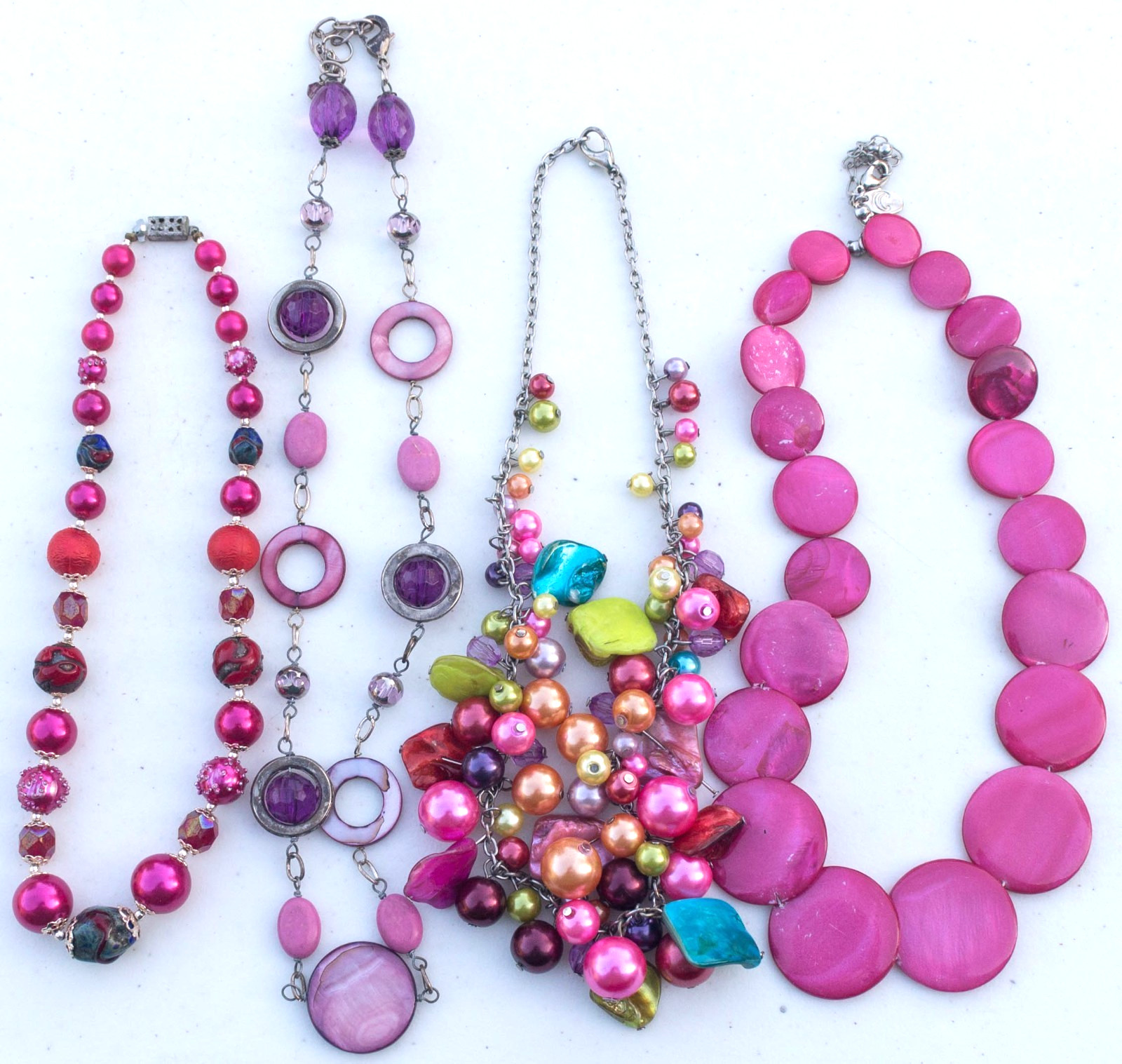 Vintage to Now Lot of 4 Bright & Colorful Pink Necklaces – 1 Charming Charlie
