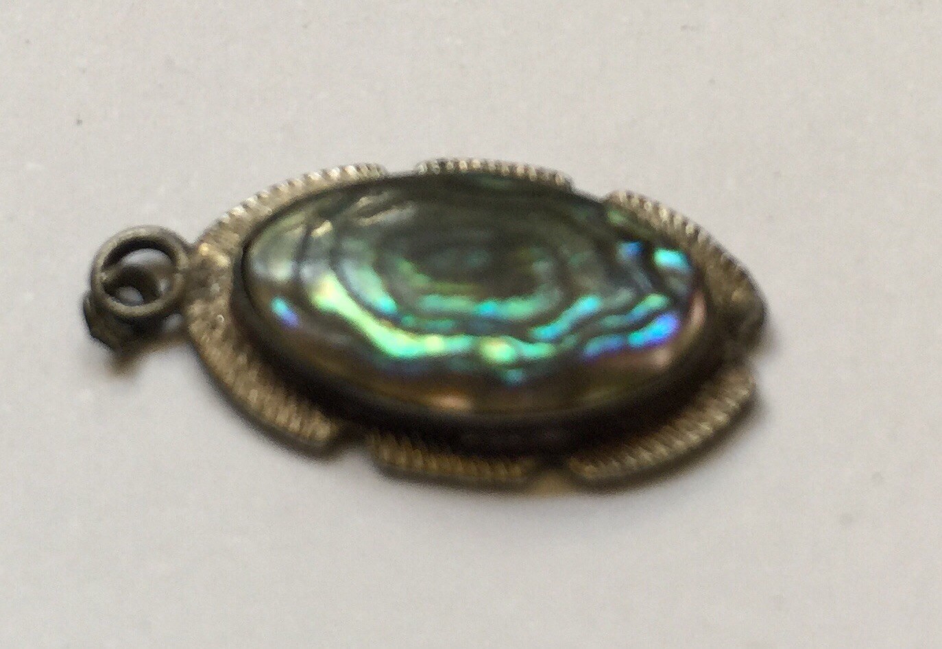 Vtg 1940’s Sterling Silver Abalone Sawtooth Edge Delicate Early Mexico Style 1