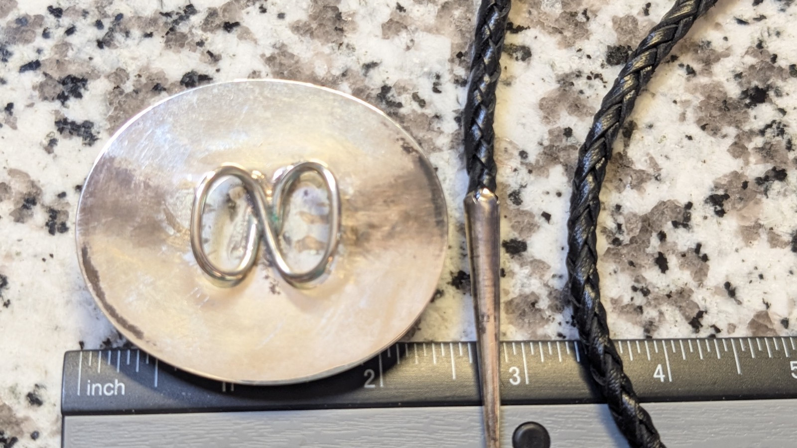 VTG STERLING SILVER BOLO SIGNED ABOUT 36 1/2″ LONG CORD BOLO WEIGHS 50.5+ GRAMS