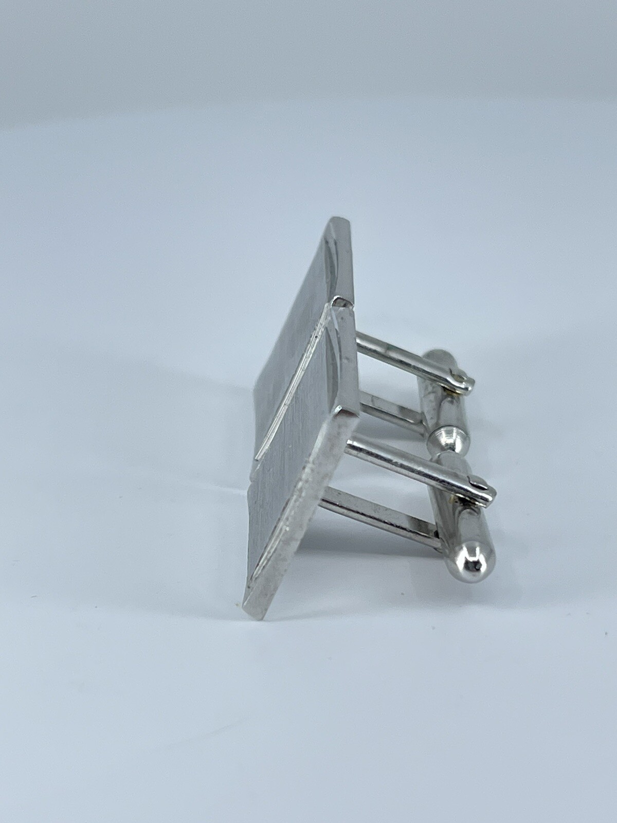Vintage Swank cufflinks brushed and polished silver tone square design 3/4″