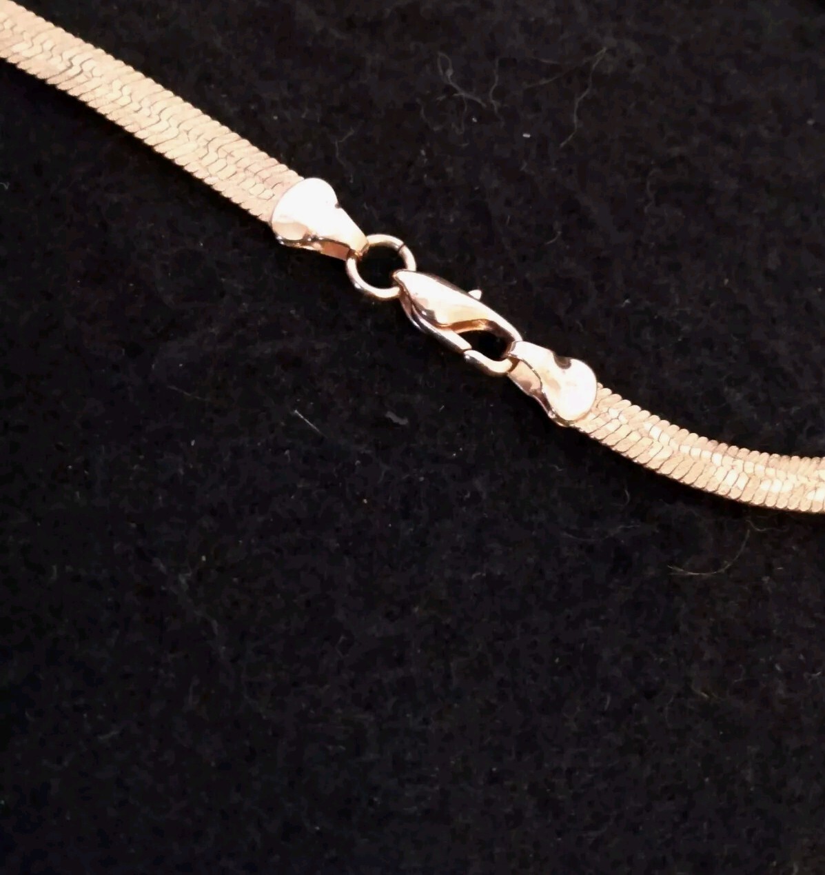 Vintage Faux Gold Herringbone Chain Necklace with Vine Print 18 in x 1/4 in