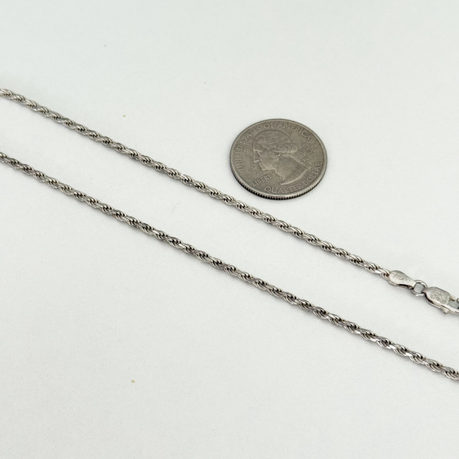 925 Italy Sterling Silver Vintage Rope Chain Link Necklace 17.5″