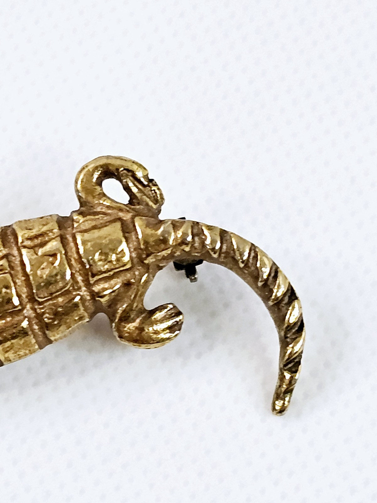 Alva Studios Crocodile Alligator Gold Tone Brooch Pin Vtg Signed 2 3/8″